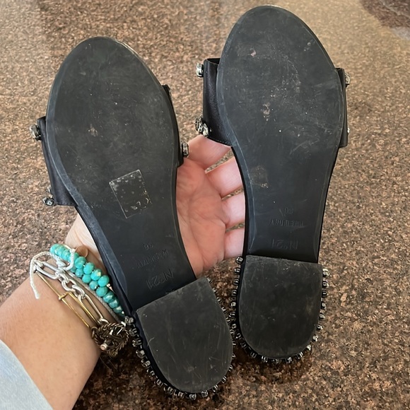 NO 21 LADIES black Crystal slides sandals-6M-GORGEOUS! - Picture 6 of 13